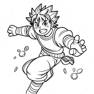 Page à colorier Izuku Midoriya en action | Page de coloriage MHA