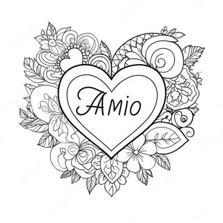 Page à colorier Te Amo cœur | Page de coloriage Je t'aime