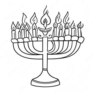 Page à colorier de menorah colorée | Page de coloriage Juif