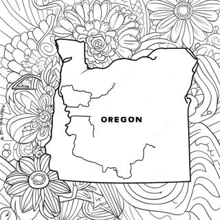 Page à colorier carte de l'État de l'Oregon | Page de coloriage Oregon