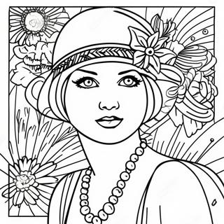 Page à colorier d'une flapper des années 1920 | Page de coloriage années 1920