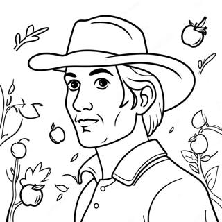 Page à colorier de Johnny Appleseed | Page de coloriage Johnny Appleseed