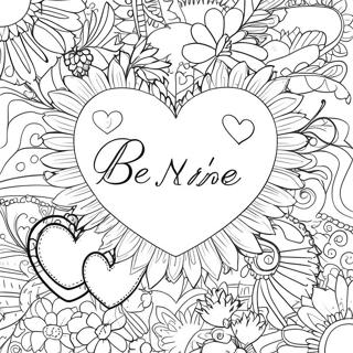 Page à colorier du cœur Be Mine | Page de coloriage Sois à moi