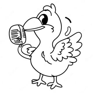 Page à colorier Grand Oiseau chantant une chanson joyeuse | Page de coloriage Grand Oiseau