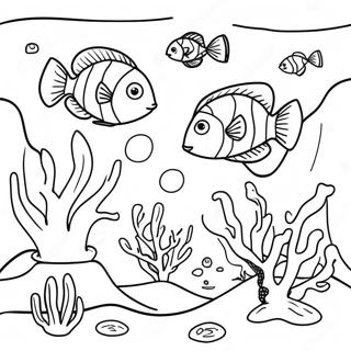 Page à colorier Scène Colorée de Récif de Corail | Page de coloriage Récif de corail