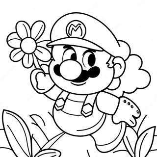 Page à colorier de fleur Mario | Page de coloriage Fleur Mario