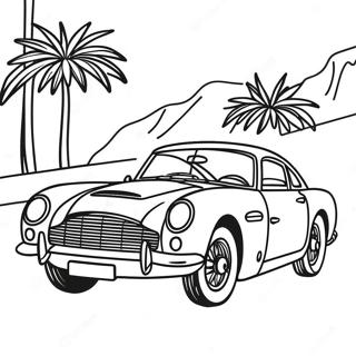 Page à colorier de voiture classique de James Bond | Page de coloriage James Bond