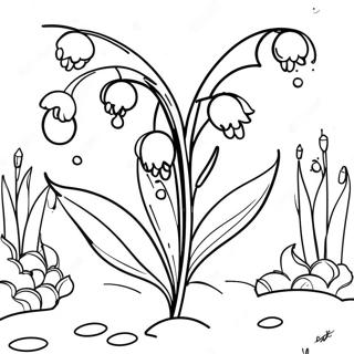 Page à colorier d'un beau jardin de muguet | Page de coloriage Muguet