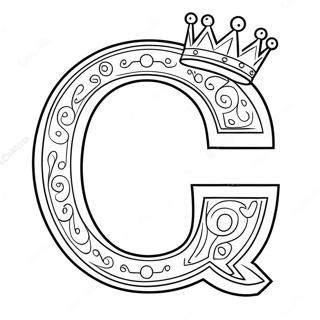 Page à colorier de la lettre Q mignonne avec une couronne | Page de coloriage Lettre Q