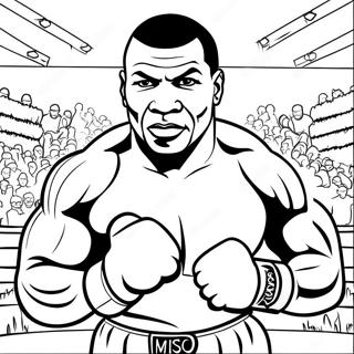 Page à colorier de Mike Tyson sur le ring | Page de coloriage Mike Tyson