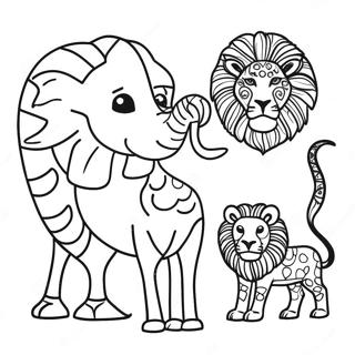 Page à colorier Animaux Africains Colorés | Page de coloriage Afrique