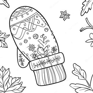 Page à colorier de moufle d'hiver confortable | Page de coloriage Gant