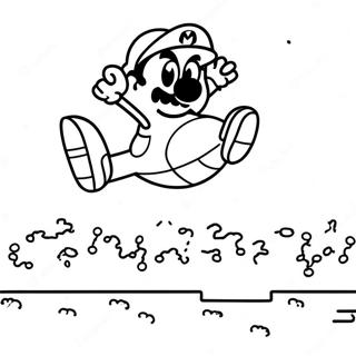 Page à colorier Mario 8 Bits Sautant par-dessus Goomba | Page de coloriage Mario 8 Bits