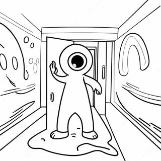 Page à colorier SCP 173 dans une Chambre Sombre | Page de coloriage SCP 173