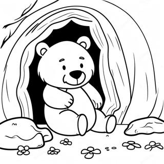 Page à colorier Bear Endormi dans une Grotte Confortable | Page de coloriage L'ours ronfle