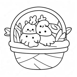Page à colorier Peeps Colorés dans un Panier | Page de coloriage Peeps