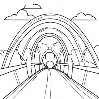 Page à colorier du pont arc-en-ciel coloré | Page de coloriage Pont