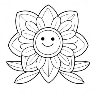 Page à colorier de la fleur avec un visage souriant heureux | Page de coloriage Fleur Smiley