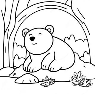 Page à colorier ours en hibernation | Page de coloriage Animaux hibernants