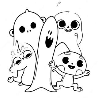 Page à colorier des amis monstres effrayants | Page de coloriage Monstre Mash