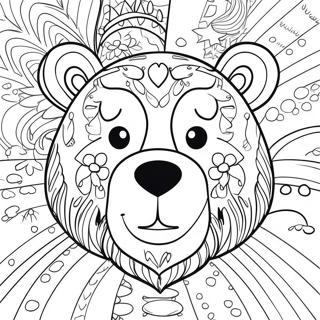 Page à colorier de la tête d'ours drôle | Page de coloriage Visage d'ours