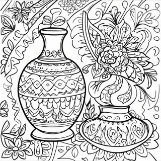 Page à colorier de poterie Talavera | Page de coloriage Talavera