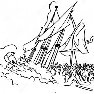 Page à colorier de la scène de bataille de 1812 | Page de coloriage Guerre de 1812