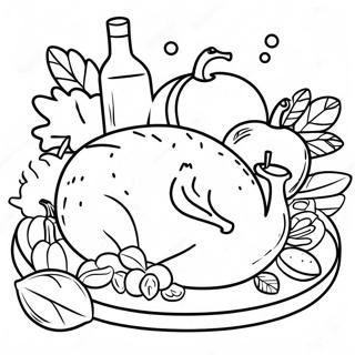 Page à colorier du festin de Friendsgiving | Page de coloriage Amis-giving