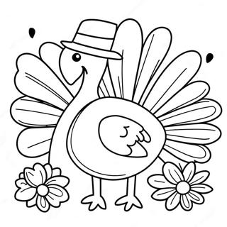 Page à colorier de la dinde fantaisiste de Friendsgiving | Page de coloriage Amis-giving