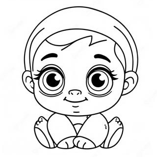 Page à colorier de bébé LOL adorable avec de grands yeux | Page de coloriage Bébé LOL Mignon