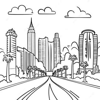 Page à colorier la ligne d'horizon de Las Vegas Strip | Page de coloriage Las Vegas