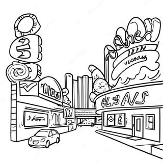Page à colorier lumières néon colorées de Las Vegas | Page de coloriage Las Vegas