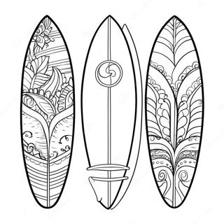 Page à colorier planches de surf colorées sur la plage | Page de coloriage Surf hawaïen