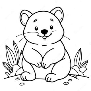 Page à colorier Wombat Mignon Assis | Page de coloriage Wombat