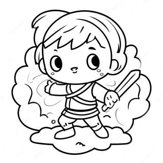 Page à colorier de Gyutaro en Bataille | Page de coloriage Gyutaro