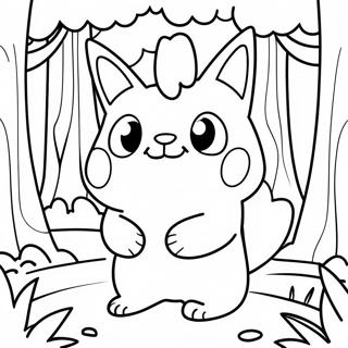Page à colorier de Fakemon mignon dans une forêt | Page de coloriage Fakemon