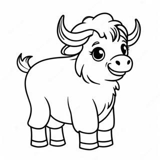 Page à colorier de mignon bébé yak | Page de coloriage Yak