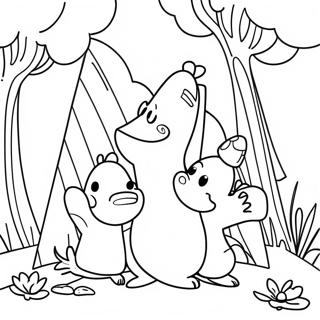 Page à colorier de la famille Moomin aventurière | Page de coloriage Moomin