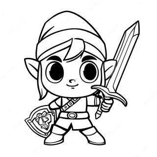 Page à colorier de Toon Link avec l'épée maîtresse | Page de coloriage Toon Link