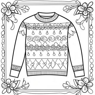 Page à colorier de pull de fête | Page de coloriage Pull