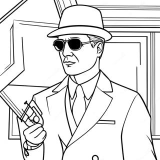 Page à colorier d'agent secret | Page de coloriage Espion