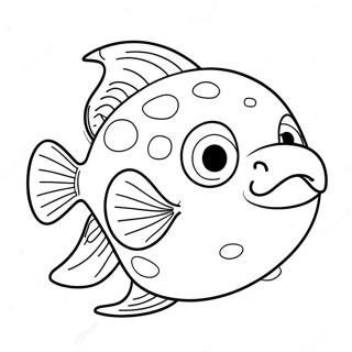 Page à colorier de poisson blob heureux | Page de coloriage Poisson Blob