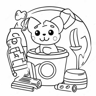 Page à colorier de jour de lessive mignonne | Page de coloriage Laverie