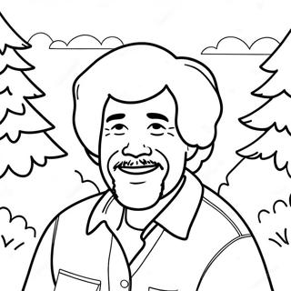 Page à colorier Bob Ross | Page de coloriage Bob Ross