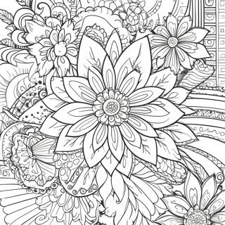 Page à colorier florale à lignes fines complexe | Page de coloriage Ligne Fine