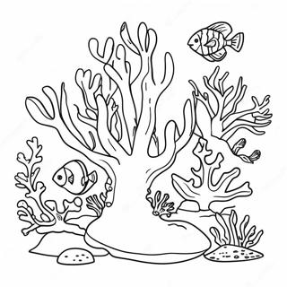 Page à colorier récif de corail coloré | Page de coloriage Sous-marin