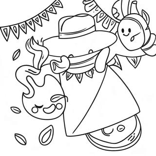 Page à colorier de la fiesta colorée de Cinco de Mayo | Page de coloriage Cinco de Mayos