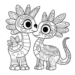 Page à colorier Alebrijes colorés de Coco | Page de coloriage Alebrijes Coco