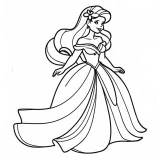 Page à colorier Robe d'Ariel | Page de coloriage Robe d'Ariel