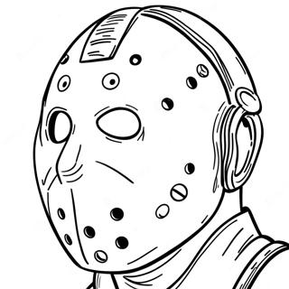 Page à colorier Jason avec un masque cool | Page de coloriage Jason